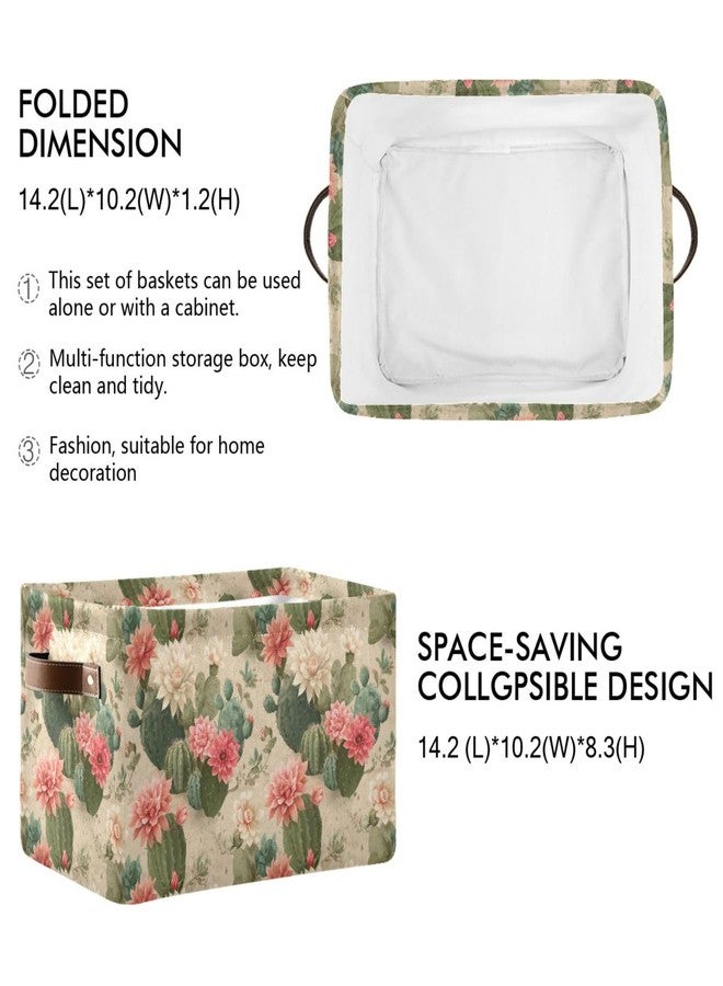 Aslsiy Storage Basket Cute Cactus Print Pattern Nursery Bins Baby Box Canvas Clothes Shelf Basket Laundry Hamper Gift Baskets for Home Closet 1 Pcs - Image 2